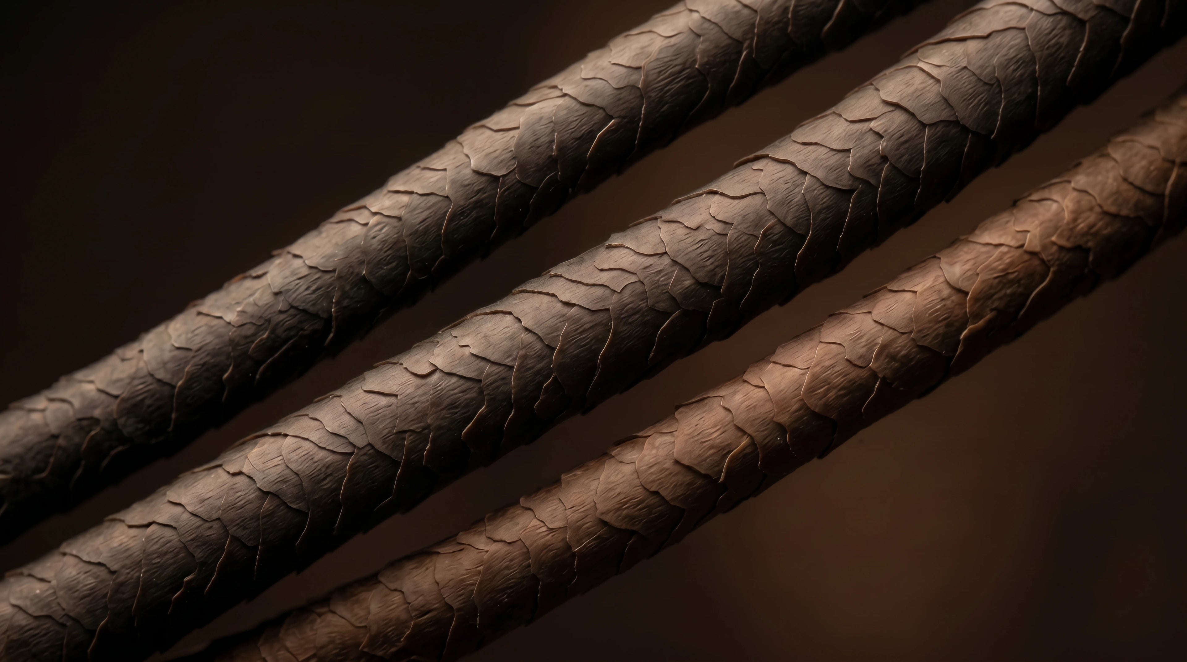 Macro view of raw virgin hair strand with intact aligned cuticle, the hallmark of unprocessed human hair